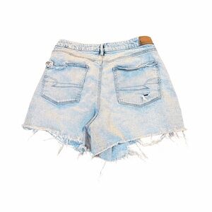 American Eagle Outfitters Light Blue High-Rise Frayed Denim Shorts